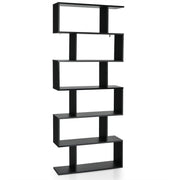 Coast Standregal 6 Level S-vorm Boekenkast opslagplek hout kleurselectie zwart-zwart