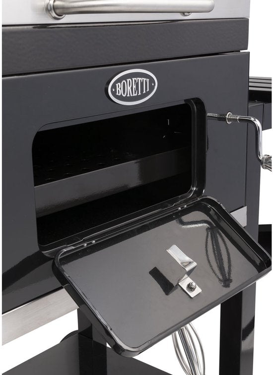 Barbecue au charbon de bois Boretti Carbone 2.0 - Grille à charbon réglable - Grilles en fonte - Noir