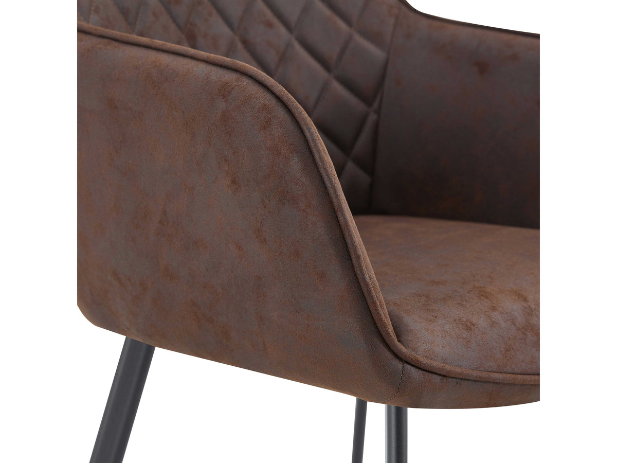 Chaise de salle à manger Multifurn Elin - Lot de 2 - Micro-cuir marron