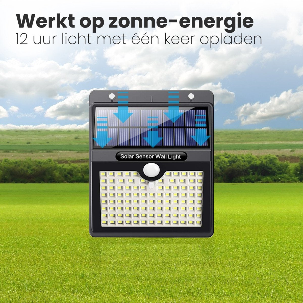 Auronic Lampe solaire d'extérieur avec détecteur de mouvement - Applique murale avec détecteur - Solaire - 97 LED - IP65 - 4 pièces - Noir