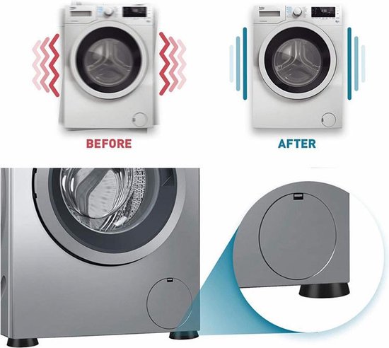 TIKKENS Amortisseurs de vibrations lave-linge/sèche-linge - Lot de 4 pièces - Tapis anti-vibrations - Pieds de sèche-linge - Amortisseur - Anti-vibrations - Caoutchouc antidérapant - Blanc