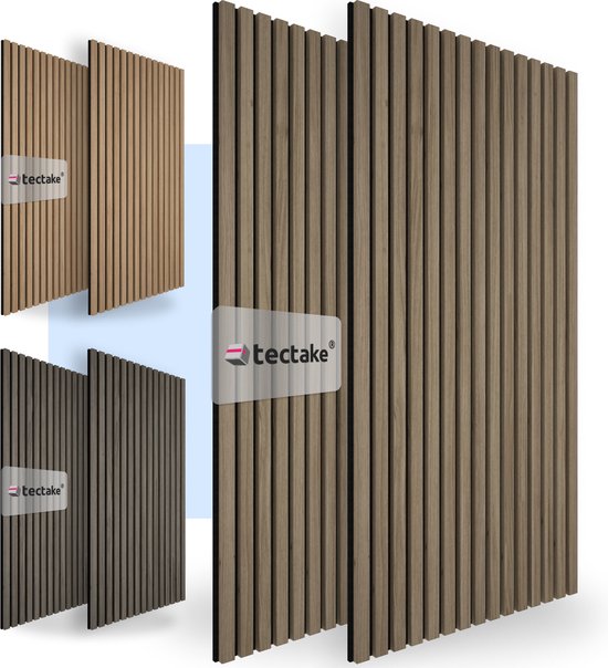 tectake® Jeu de 2 panneaux acoustiques Sonic Wall - Panneau acoustique - Atténuation du son - Dimensions par panneau (LxLxH) : env. 120x60x2,1cm - Diverses couleurs - Chêne foncé