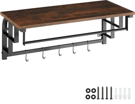tectake - Porte-manteau mural avec étagère à chapeau Westwood - industriel foncé - 404433