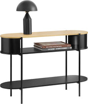 SoBuy Console d'entrée avec rangement, meuble d'entrée multifonctionnel, design industriel moderne, meuble en bois et noir, 110x39x76cm FSB102-SCH