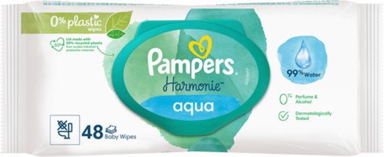 Pampers - Harmonie Aqua - Lingettes pour les fesses - 48 lingettes - 1 x 48