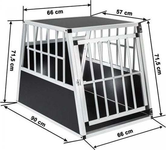Cage pour chien - Tectake  - Noir/Argent - 90 x 66 x 69,5 cm