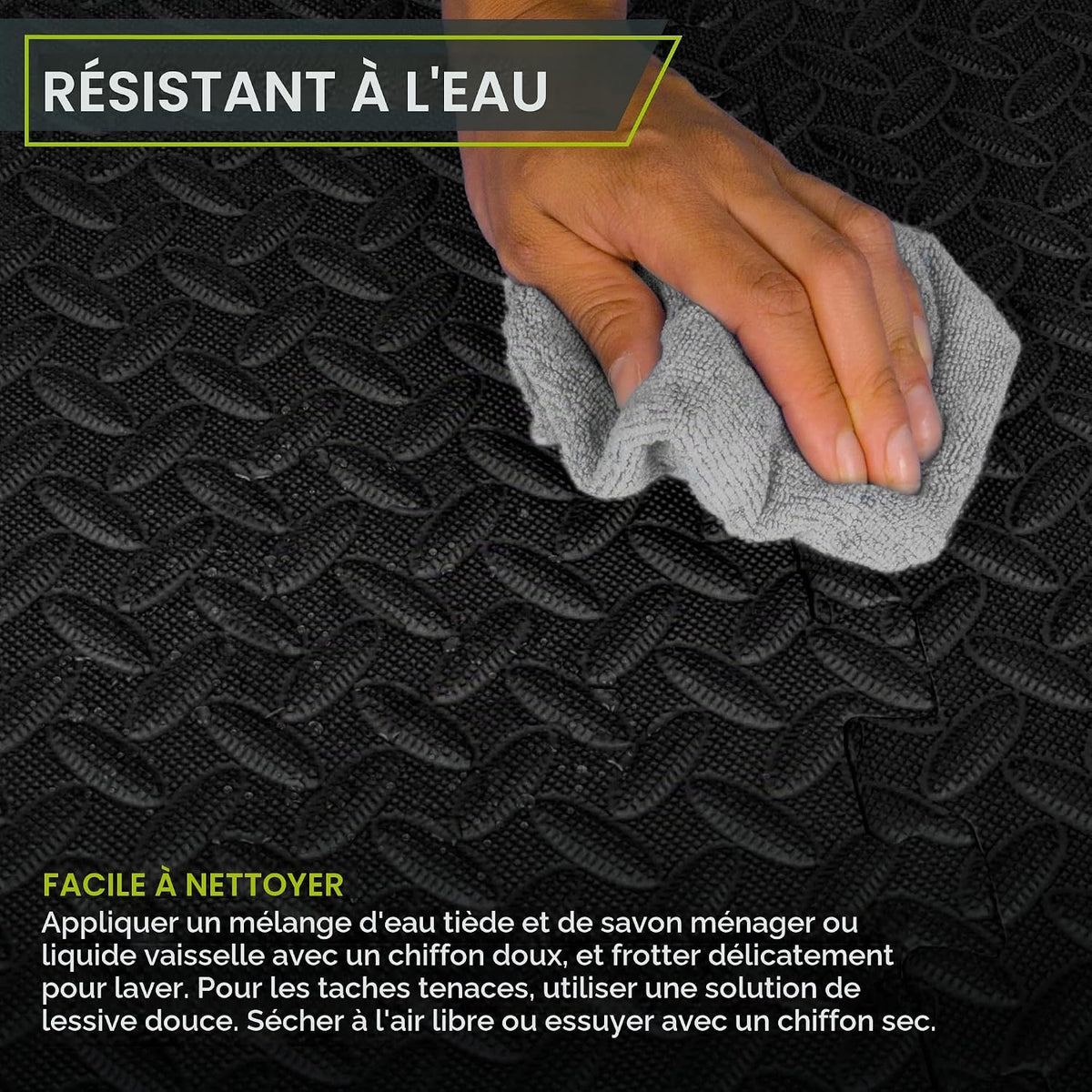 Tapis de fitness modulable ProsourceFit - Mousse EVA - 12 dalles - 4,5 m² - 61 x 61 x 1,27 cm - Noir