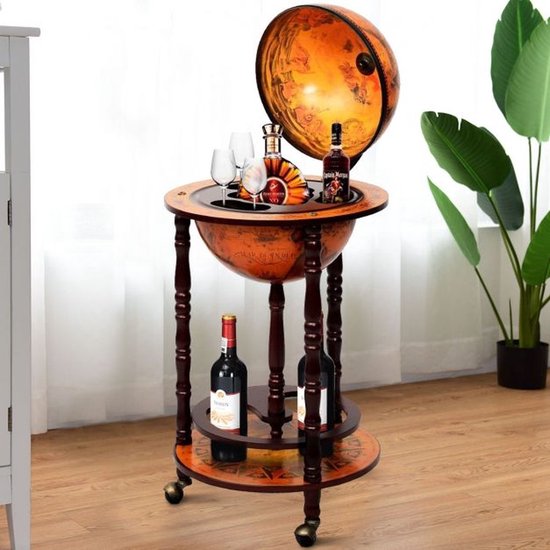 Costway - Porte-bouteilles - Globe bar - Porte-bouteilles - Globe bar - ⌀ 45 cm - Marron