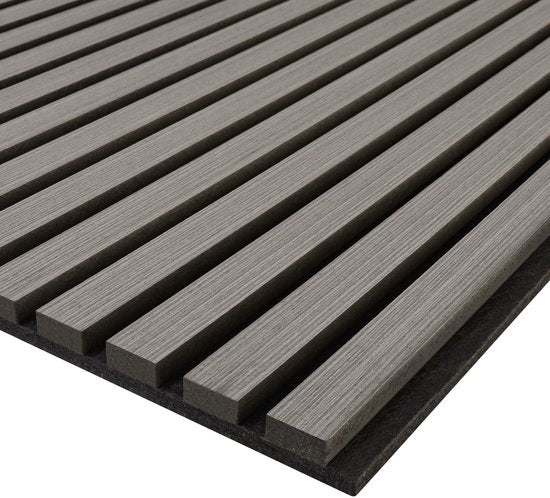 tectake® Acoustic Panels - Lot de 4 - Panneau mural acoustique - 60 x 120 cm - 2,88 m² - Panneaux muraux à taille réglable - Mur à lattes en MDF et placage bois - Isolation acoustique - Décoration murale élégante - Installation facile - Chêne gris clair
