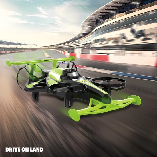 Gear2Play Drive & Fly Drone Racer vert - Drone 2-en-1 qui roule et vole - Accessoires de figures et batterie rechargeable inclus