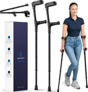 Sanicraft® Béquilles - Béquilles de coude - Rééducation - Béquilles de marche - Ajustables - Poignées ergonomiques en gel - 2 pièces - Pliable - Noir