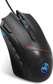 HXSJ S600 Pro Optical Gaming Mouse - Programmable - Lumière RGB - Ergonomique - 7200DPI - Noir