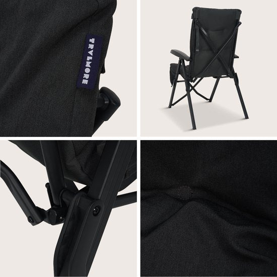 TRVLMORE Chaise de camping de luxe - pliable - 2-Pack - capacité de charge 150KG - sac de transport inclus - chaise pliante - chaise de camping - chaise pliante - noir
