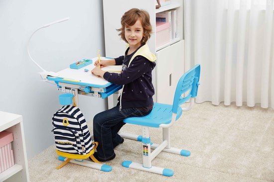 Bureau pour enfant avec chaise de bureau ergonomique réglable en hauteur - table à dessin - table d'école