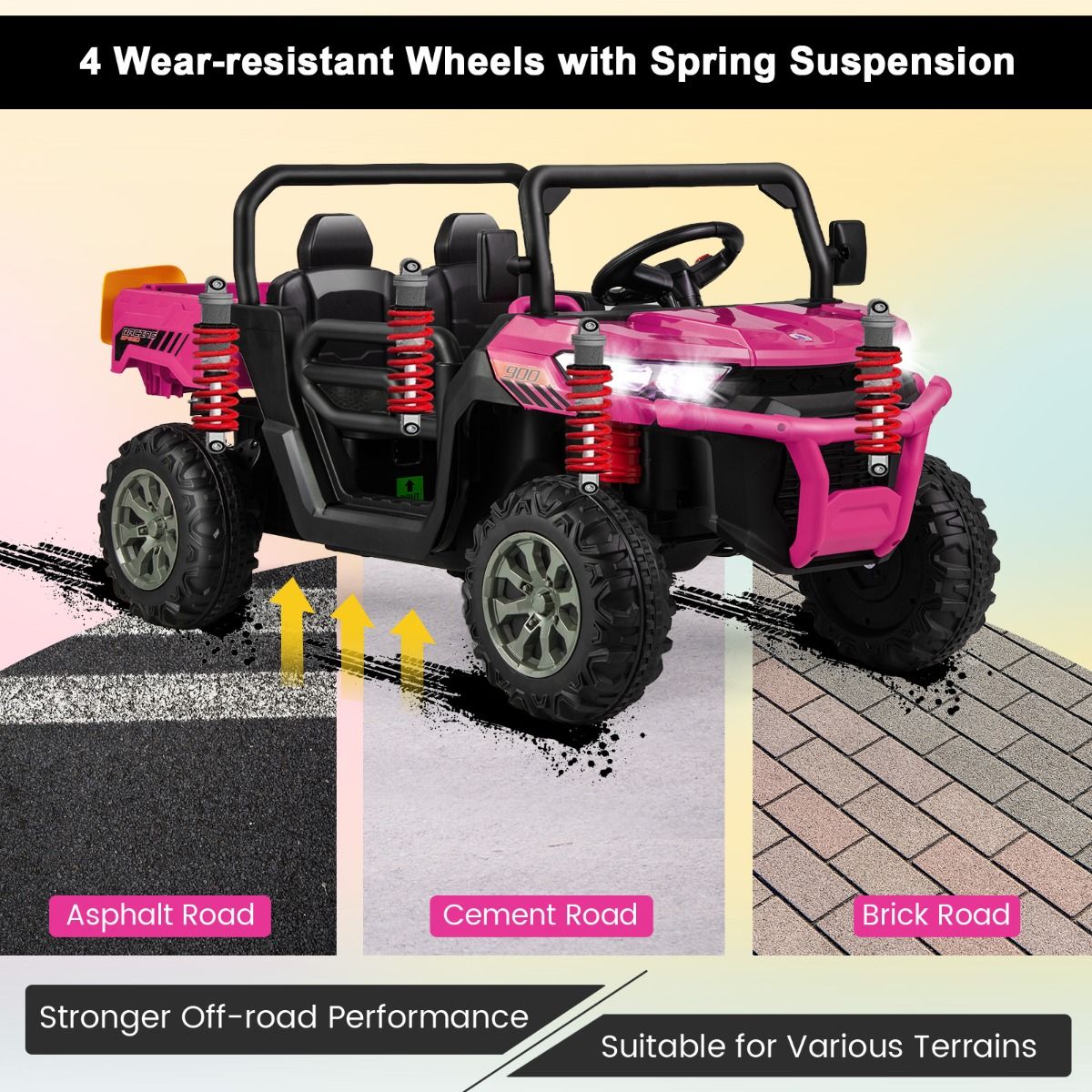 Camion à benne basculante électrique Coast pour enfants - 2 places - Télécommande - Rose