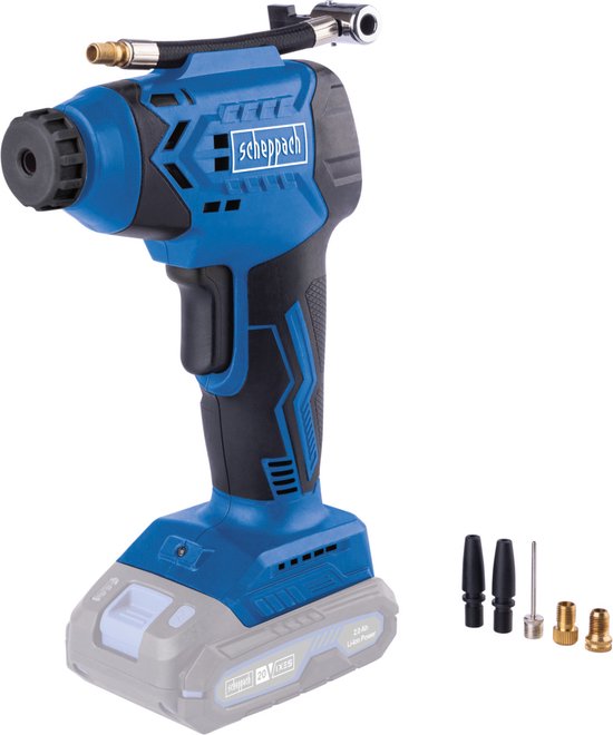 Scheppach C-AC20-X - Pompe à air sans fil - Compresseur d'air - Pompe à pneus - Pression de service de 7 bars - Écran LCD - Kit d'accessoires 6 pièces inclus