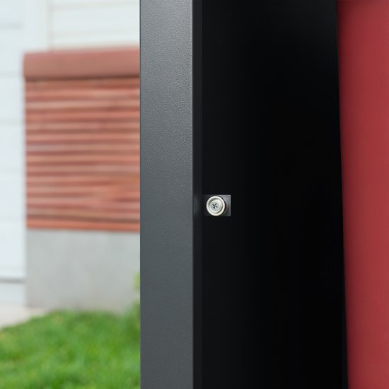 Armoire à poubelles SoBuy - Armoire à poubelles en métal gris foncé avec serrure et porte perforée - Toit rabattable | OGS63-DG