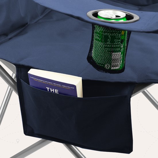 TRVLMORE Chaises de camping - pliables - 2 pièces - XL - Chaises pliantes - Capacité de charge de 150 kg - Porte-boisson - Compartiment réfrigérant - Poche latérale - Chaise pliante - Bleu