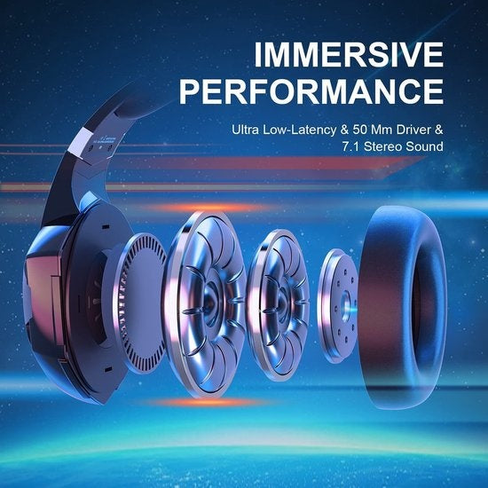 PHOINIKAS G2000 BT Bluetooth Laptop Gaming headset with microphone Over-ear Headphones -Noir