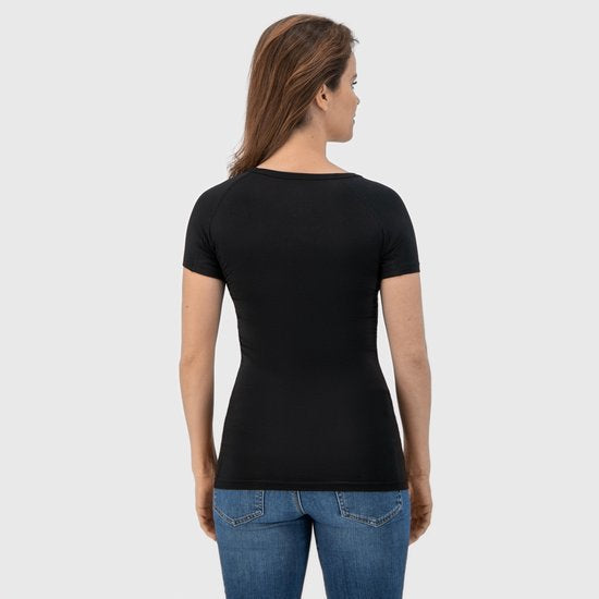 Anti Sweat Shirt - Fibershirts® - Coussinets d'aisselles cousus - Maillot de corps - Noir - Col rond - Femmes - Taille XL
