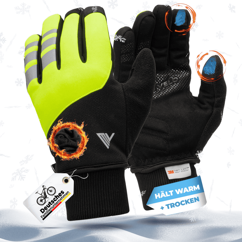 MIVELO THERMO-FIT Gants d'hiver - Polaire thermique & 3M Thinsulate - Jaune - Unisexe - Taille XL