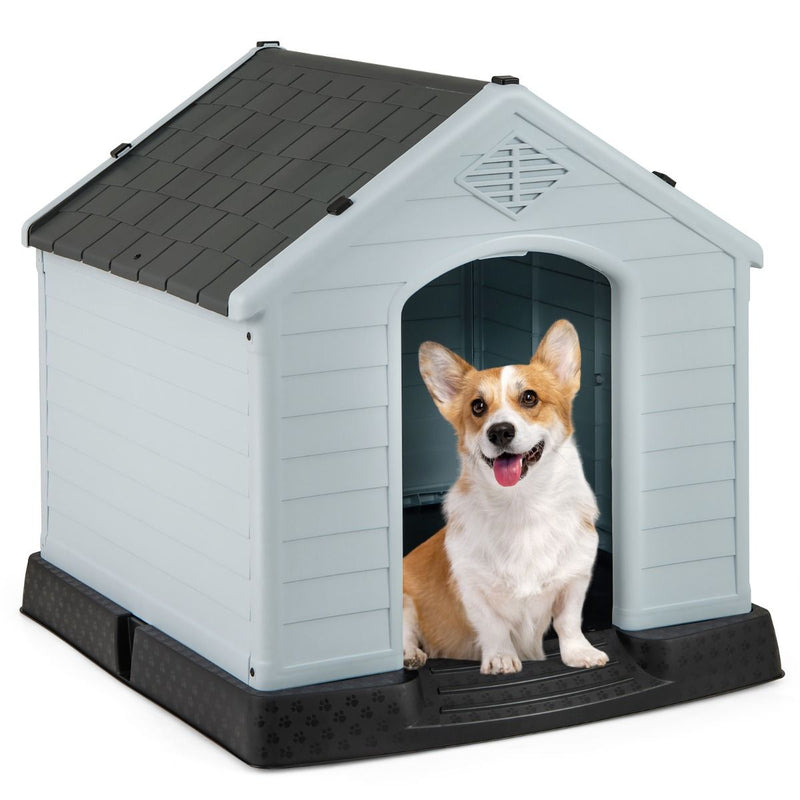 Niche pour chien Coast en plastique - fond surélevé - toit imperméable - gris - 70 x 65 x 71,5 cm
