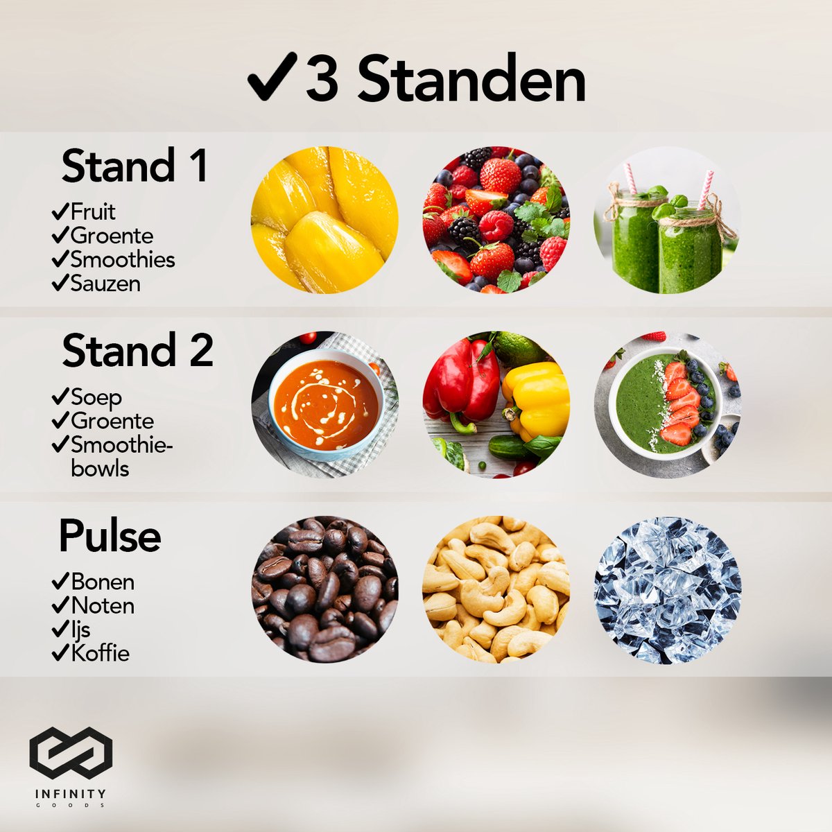 Infinity Goods Blender - 3 en 1 - 14 pièces - 400W - Noir