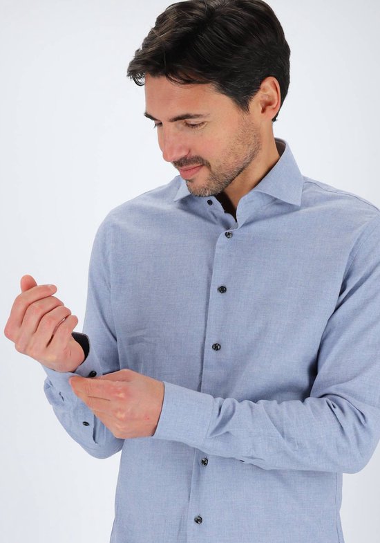 Chemise slim fit Michaelis pour homme - dobby - bleu - Repassage facile - Taille du col : 39