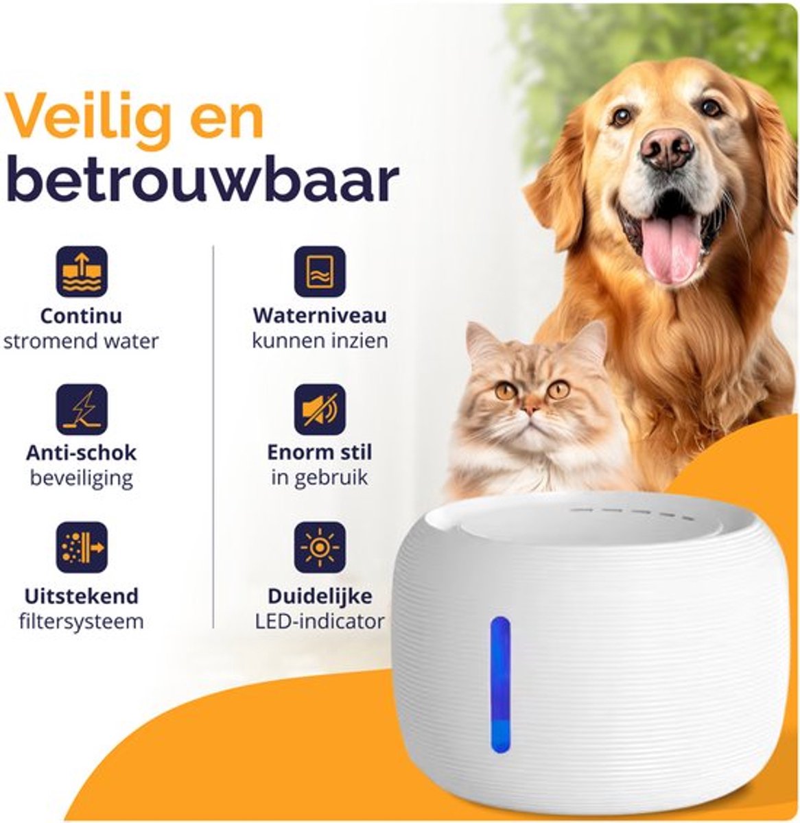 Abreuvoir « Viervoeter » pour chats et chiens - 2,5 litres - 21 × 21 × 15 cm - Blanc