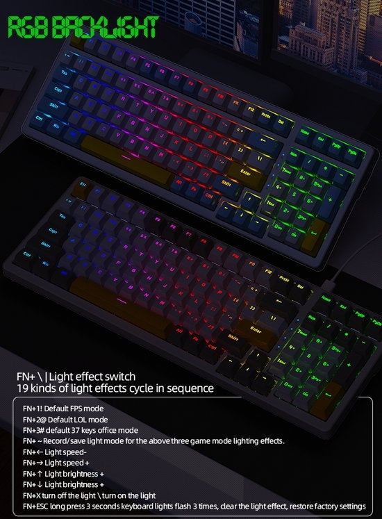 Fuegobird K3MAX Mechanical Gaming Keyboard - 100keys - Gasket Mod - Red Switch - QWERTY - Mechanical RGB Backlight Keyboard - Cheese