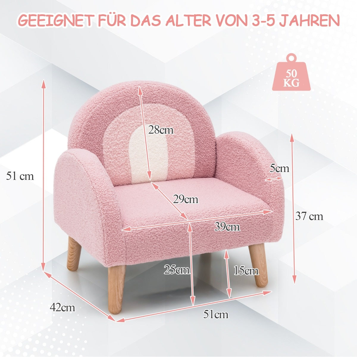 Coast Gededed Child Sofa with fixed wood legs Fauteuil pour enfants Pink