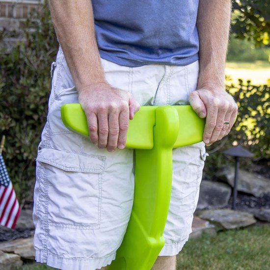 Victor Veilig avec drapeau d'avertissement rouge - Poupée de sécurité routière / Mannequin de sécurité routière en vert fluo - Attention aux enfants qui jouent - Panneau d'avertissement Kid Alert