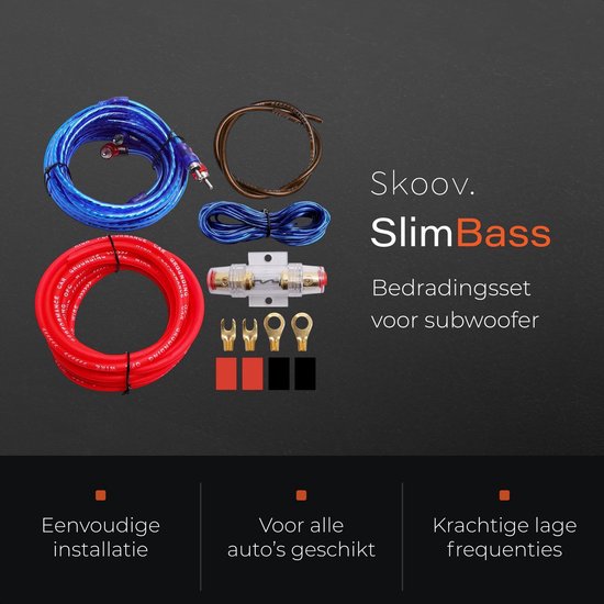 Jeu de câbles pour caisson de basses - Jeu complet de câbles audio - Compatible avec les systèmes audio embarqués - Skoov