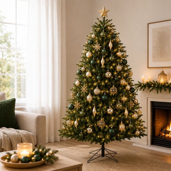 Black Box Trees Frasier - Sapin de Noël au volume généreux et 1 298 branches - Décoration de Noël d'intérieur - Sapin artificiel facile à monter - H 155 x Ø 109 cm - Vert