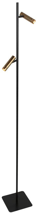 Lampe sur pied Lumo 4608BR - Lampe de lecture moderne à deux lumières en métal avec des touches de bronze, hauteur 125 cm, orientable et inclinable, marque Mexlite
