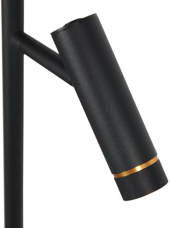 Lampadaire Lumo 4608ZW - lampe de lecture LED noire moderne de Mexlite, hauteur 125 cm, orientable et inclinable, avec des points d'éclairage réglables et un variateur tactile