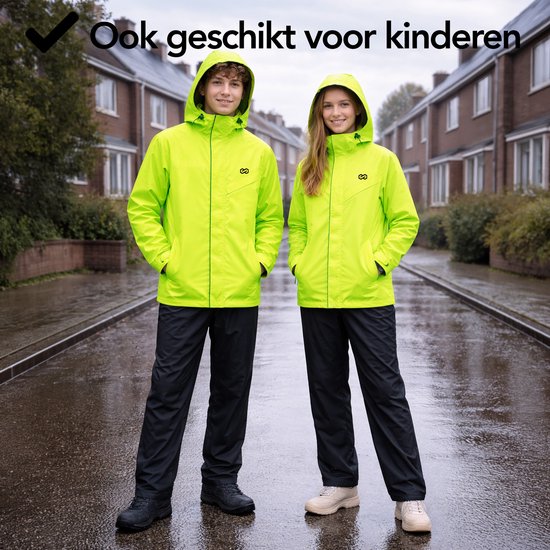 Infinity Goods Combinaison de pluie Nikki - Femme et Homme - Taille M - Imperméable et respirante - Réfléchissante - Jaune fluo