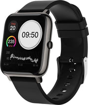 MAOO AMPLIFY Smartwatch - Protection d'écran incluse - Fréquence cardiaque, pression artérielle, saturation sanguine, sommeil, distance - Podomètre - Smartwatch homme - Smartwatch femme - Montre - Cadeau de Noël - Noir
