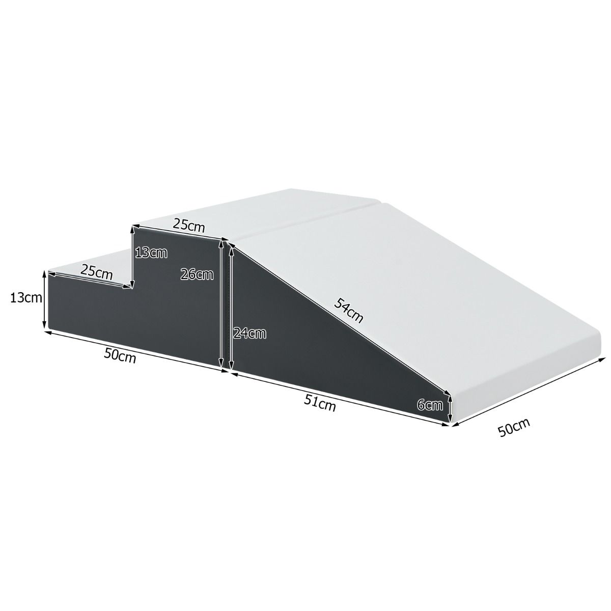 Ensemble d'escalade en mousse Coast pour tout-petits - 2 pièces - Escalier et rampe souples - Blanc et gris