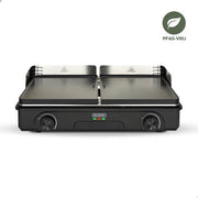 Bourgini Plancha Pure pour 8 - Revêtement céramique (sans PFAS) - Électrique - Gril sain - Plaque de cuisson - Plaque grill - Plaque tournante striée et plate