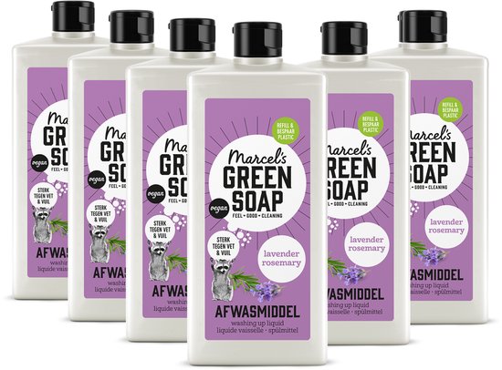 Liquide vaisselle Marcel's Green Soap - Lavande et romarin - 6 x 500 ml
