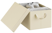 Boîte de rangement WOLTU avec couvercle - Crème - 38 x 27 x 20 cm - Pliable, 20 litres