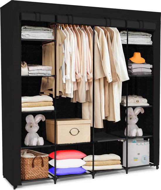 Armoire Brixy - Armoire - XXL - Armoire pliable - 175 x 170 x 45cm - Armoire de camping - Armoire pliable en tissu - Noir