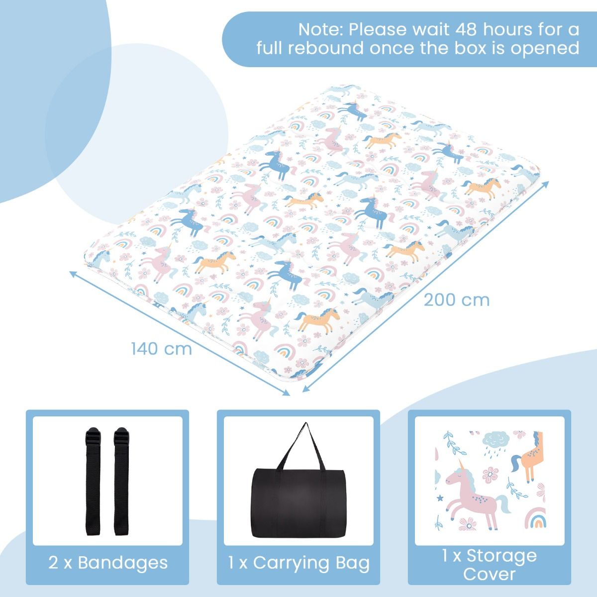 Matelas futon Coast - housse lavable - sac de transport inclus - coloré 140 x 200 cm