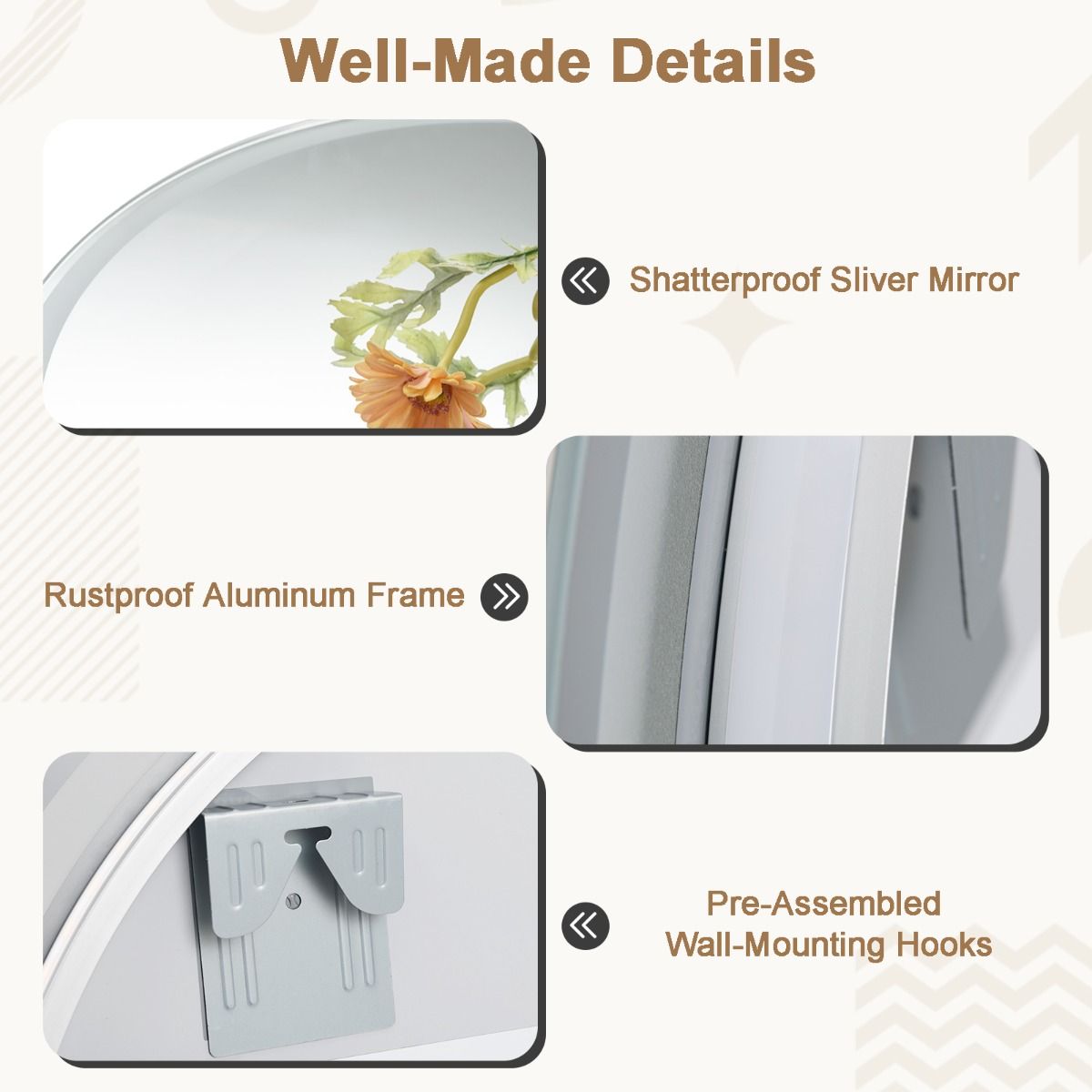 Miroir de salle de bains Coast à LED - intensité réglable avec système anti-buée - fonction mémoire - argent 60 x 60 cm
