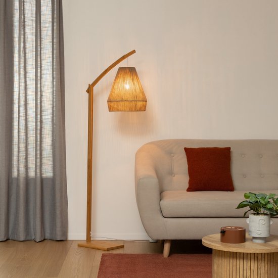 Lampe sur pied en bambou avec abat-jour en chanvre tressé PALM