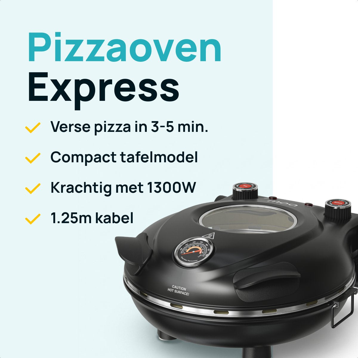 Four à pizza électrique MOA - Jusqu'à 400 °C - Pierre à pizza de 30,5 cm - Chaleur supérieure et inférieure réglable - 2 pelles en bambou incluses - Noir