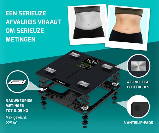 FITAGE Pèse-personne LED Digital - Pèse-personne intelligent avec analyse corporelle 17x - Pèse-personne - FITAGE App