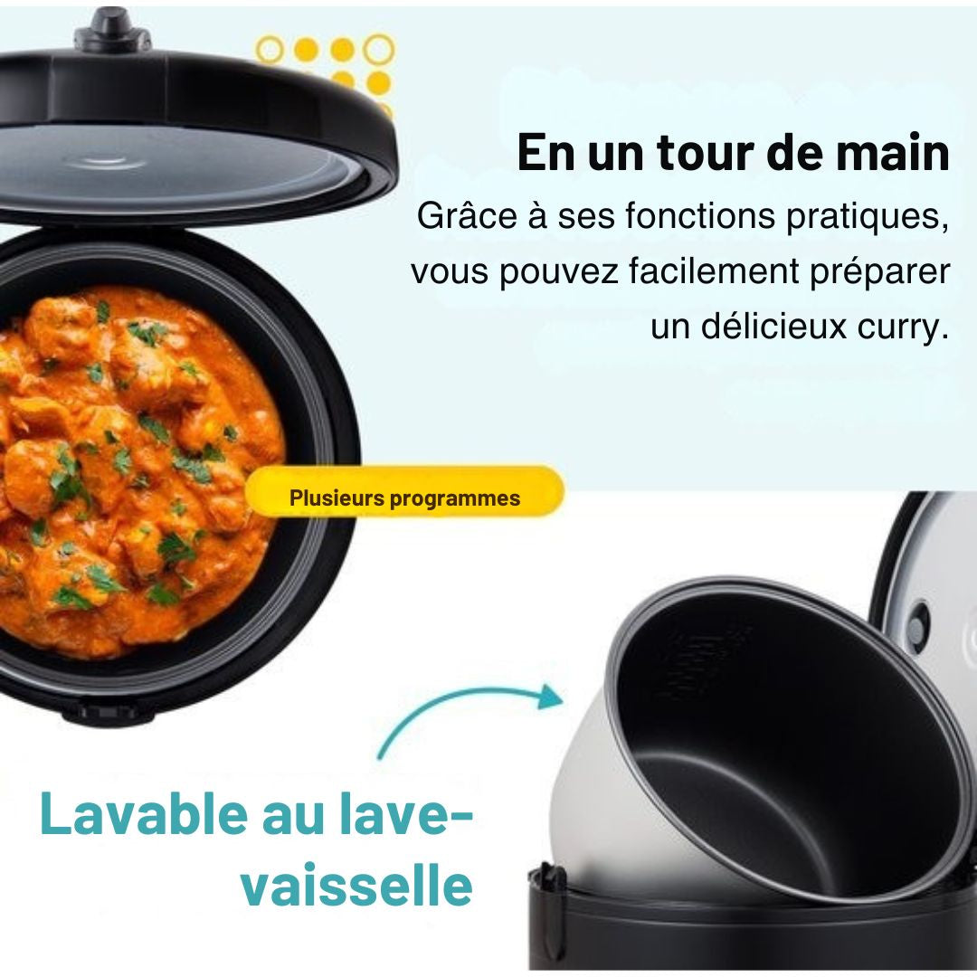 Multicuiseur 5L MOA Cuiseur de riz - vapeur Mijoteuse 700W - Noir