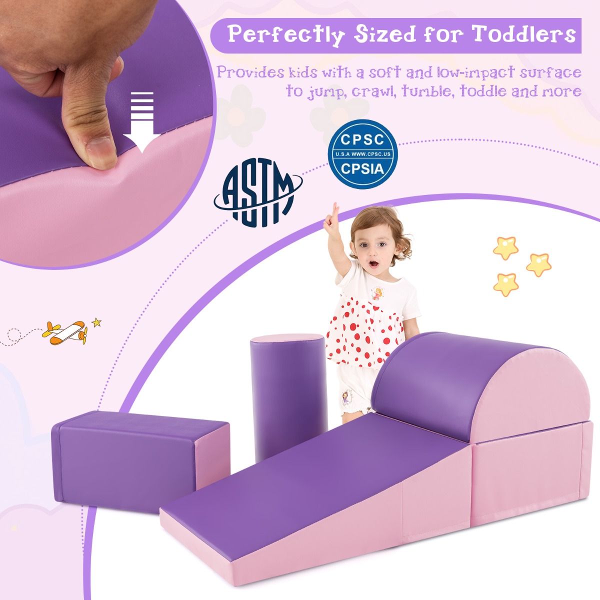 Coast 5-Piece Climbing Set for Kids - Soft Foam Blocks - Purple (en anglais)